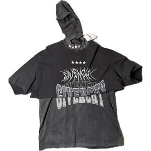 Givenchy Layered Graphic Long Sleeve T-Shirt w/ Balaclava Grey Size L